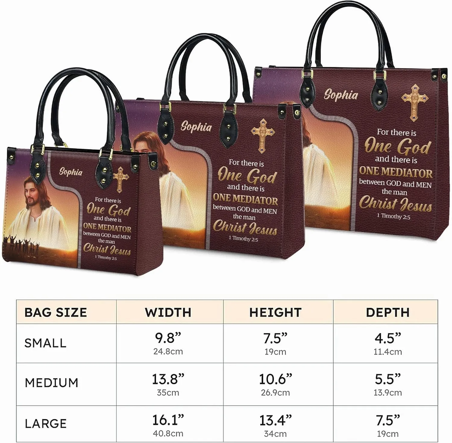 Personalized Leather Handbag for Women, Custom Name Church Bags, Christian Gifts for God Lovers, Ideal for Mother’s Day Gifts