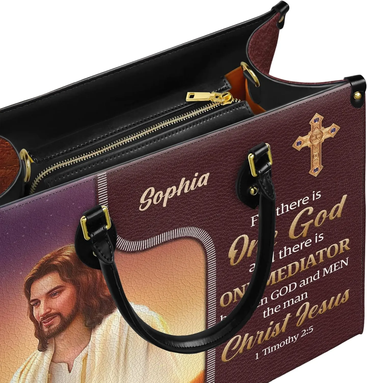 Personalized Leather Handbag for Women, Custom Name Church Bags, Christian Gifts for God Lovers, Ideal for Mother’s Day Gifts