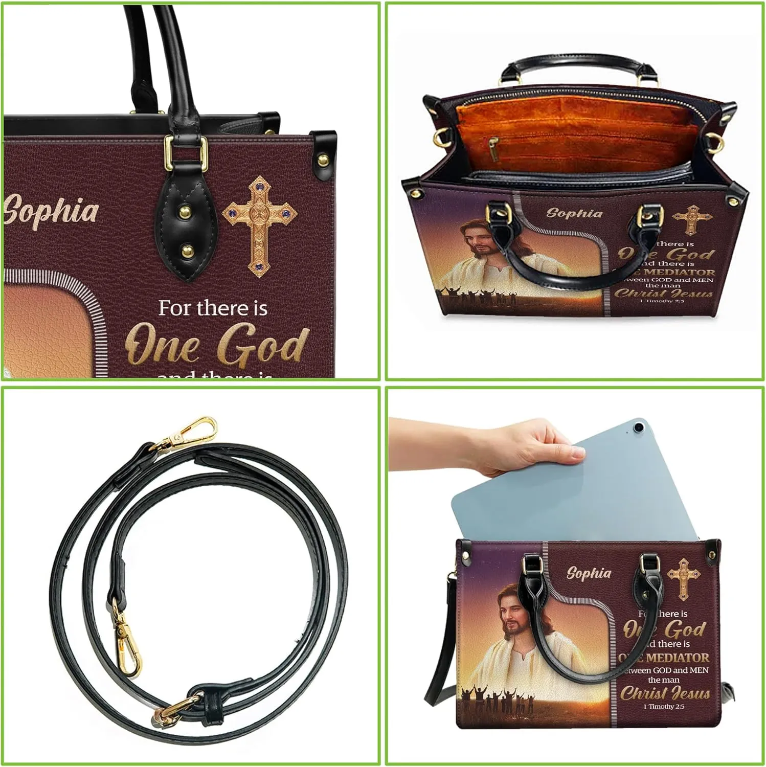 Personalized Leather Handbag for Women, Custom Name Church Bags, Christian Gifts for God Lovers, Ideal for Mother’s Day Gifts