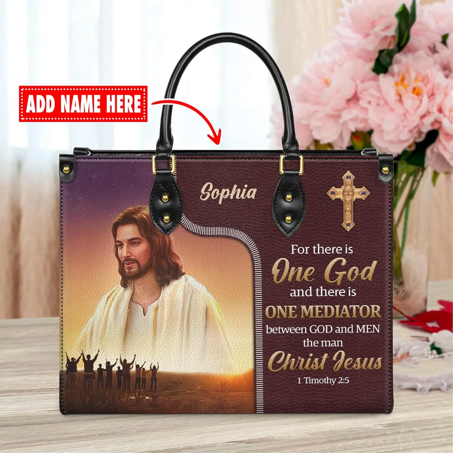 Personalized Leather Handbag for Women, Custom Name Church Bags, Christian Gifts for God Lovers, Ideal for Mother’s Day Gifts