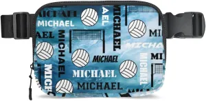Personalized Volleyball Fanny Pack with Name, Custom Name Waist Packs Crossbody Belt Bag with Adjustable Strap for Sports Travel Workout Running Hiking, Blue Navy