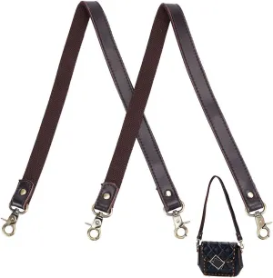 PH PandaHall 23 Inch Leather Purse Straps, 2pcs 0.7 Inch Wide Bag Straps Replacement Purse Strap Handles Brown Handbag Straps with Antique Bronze Swivel Clasps for DIY Shoulder Bags Wallet Making