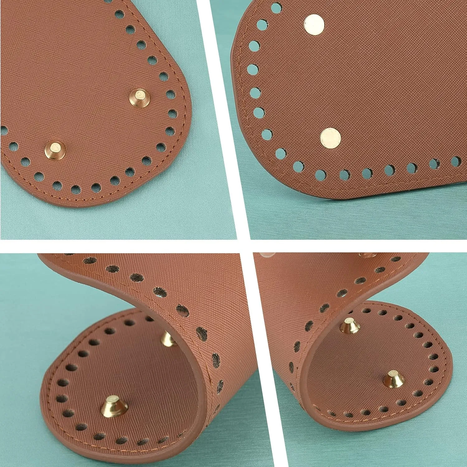 PH PandaHall 6pcs PU Leather Bag Bottom, 3 Colors 5.9" Round Bags Bottom Shaper Pad 8.6"x3.9" Oval Bag Cushion Base Bottom Shaper for DIY Knitting Crochet Bag Tote Bucket Handbag, Earthtone