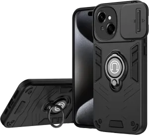 Phone Case Compatible with Tecno Spark Go 1 Case with Kickstand & Slide Camera Cover, Shockproof Military-Grade Case Rugged Protective Cover Compatible with Tecno Spark Go 1 Phone phone protector(Blac
