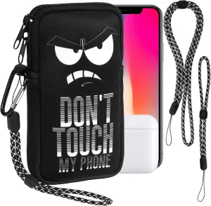 Phone Sock, Neoprene Pouch with Carabiner and Straps, Universal Phone Bag for Smartphone, Compact Glasses Bag for Travel Hiking, Shock Absorbing Pouch Sleeve Case up to 7", Gift for Men Women