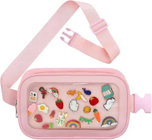 Pin Bag Fanny Pack, Ita Bag Storage Pin, Pink Crossbody Belt Bags for Women Girls Gifts, Pins Display for Sports Memorial Travel Brooches(No Pins Included)