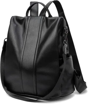 PINCNEL Women Backpack Purse Waterproof Nylon Anti-theft Rucksack Lightweight Shoulder Bag, Medium, Black