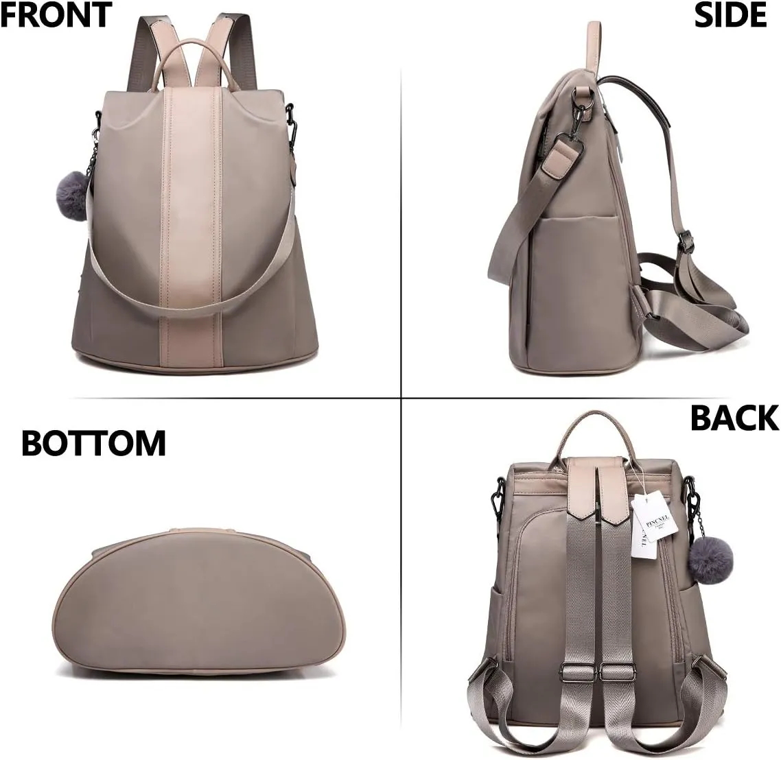 PINCNEL Women Backpack Purse Waterproof Nylon Anti-theft Rucksack Lightweight Shoulder Bag