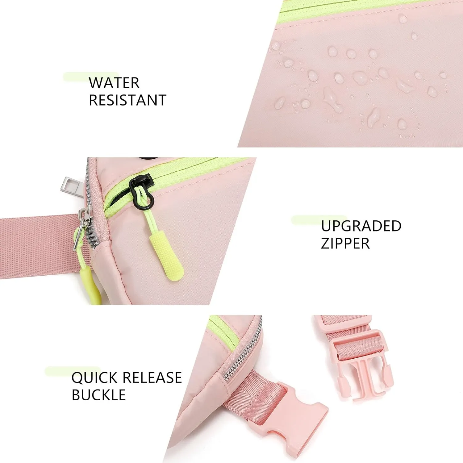 Pink Belt Bag for Women Men, Small Crossbody Fanny Pack, Everywhere Mini Belt Bags Waist Pack with Extended Strap