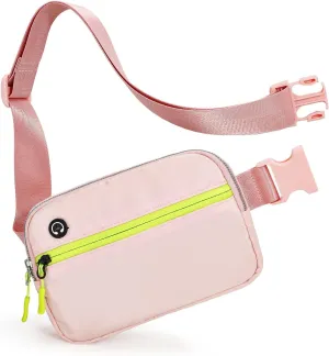 Pink Belt Bag for Women Men, Small Crossbody Fanny Pack, Everywhere Mini Belt Bags Waist Pack with Extended Strap