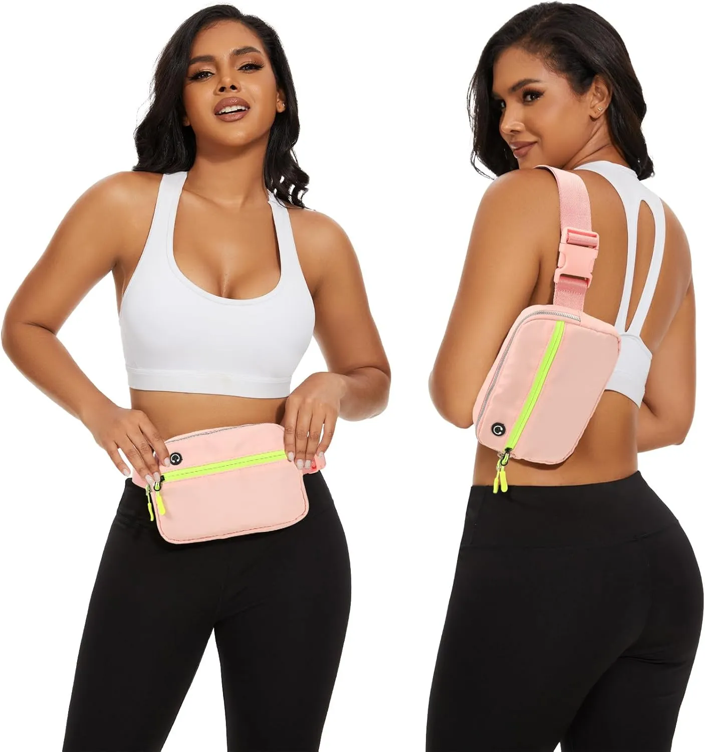 Pink Belt Bag for Women Men, Small Crossbody Fanny Pack, Everywhere Mini Belt Bags Waist Pack with Extended Strap
