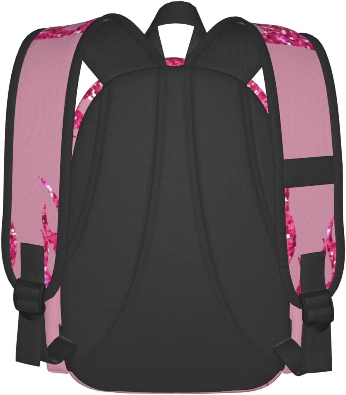 Pink Glitter Flames Laptop Commuter Backpack Shoulder Bag Casual Back Pack Daypack Bags With Side Pockets For Work Travel Daily Use