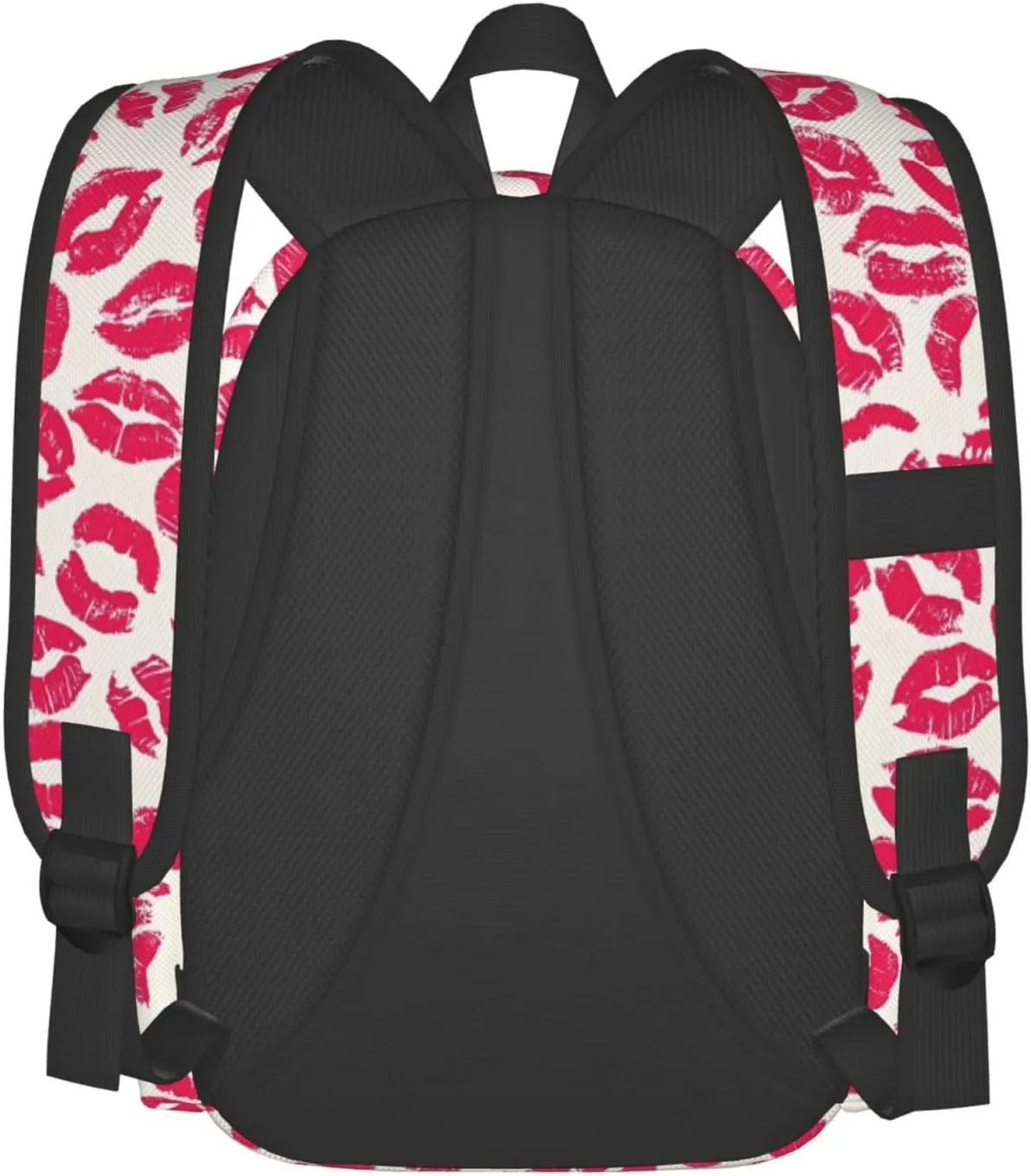 Pink Nice Lip Imprint Laptop Commuter Backpack Shoulder Bag Casual Back Pack Daypack Bags With Side Pockets For Work Travel Daily Use