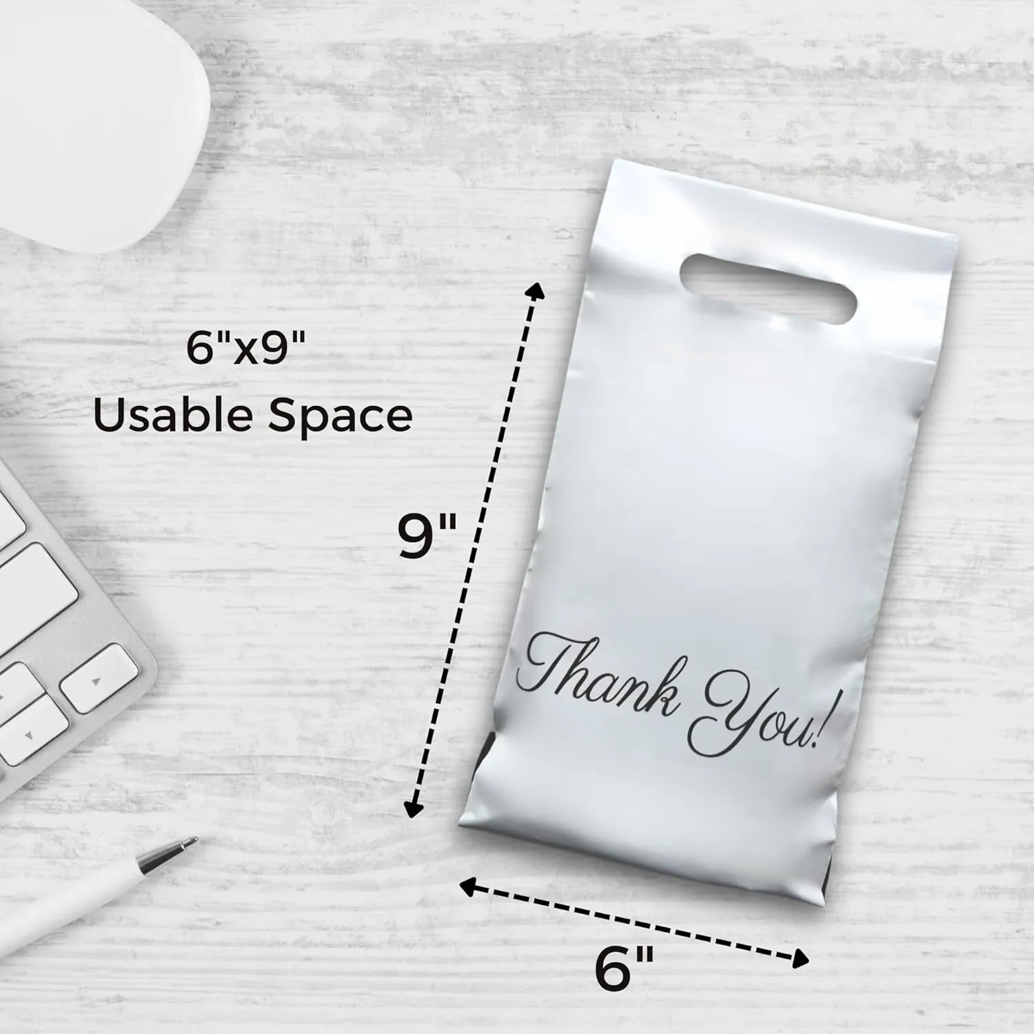 Poly Mailers with Handle 6x9, 100 Pack Packaging Bags, Shipping Bags for Clothing, Thank You Mailing Envelopes, Mailers Poly Bags