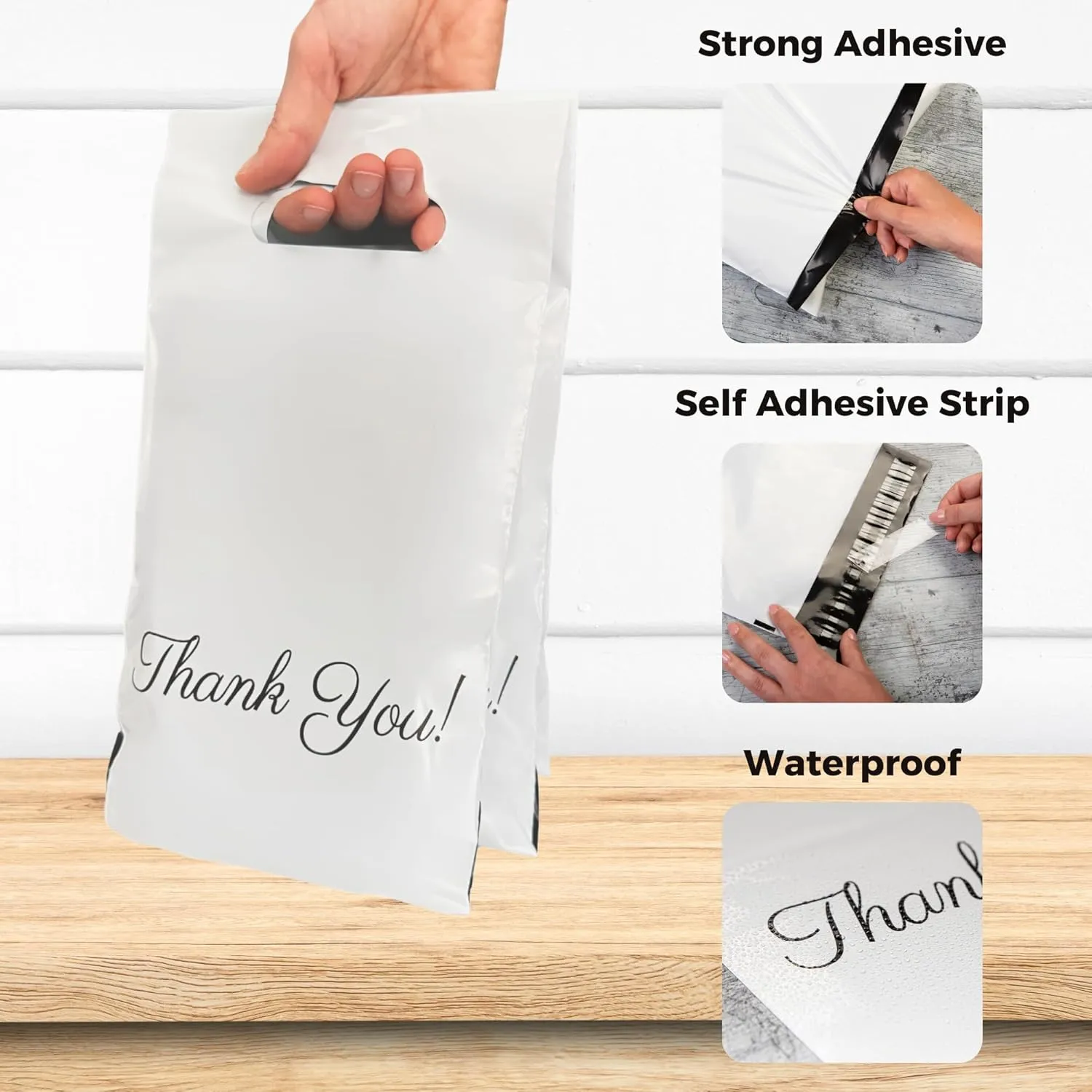Poly Mailers with Handle 6x9, 100 Pack Packaging Bags, Shipping Bags for Clothing, Thank You Mailing Envelopes, Mailers Poly Bags