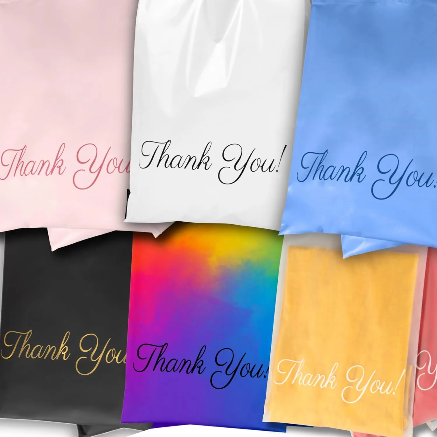 Poly Mailers with Handle 6x9, 100 Pack Packaging Bags, Shipping Bags for Clothing, Thank You Mailing Envelopes, Mailers Poly Bags