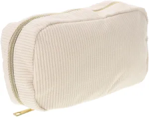 Portable Makeup Bag for Women Large Capacity Travel Cosmetic Pouch Corduroy Design for Skincare and Toiletry Storage Lightweight and Convenient Carrying