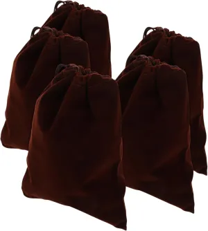 PRETYZOOM 5pcs Set of Flannelette Drawstring Bags Jewelry Storage Pouches 15x20cm Brown Large Capacity for Diy Candy Chocolate Cookie Bags