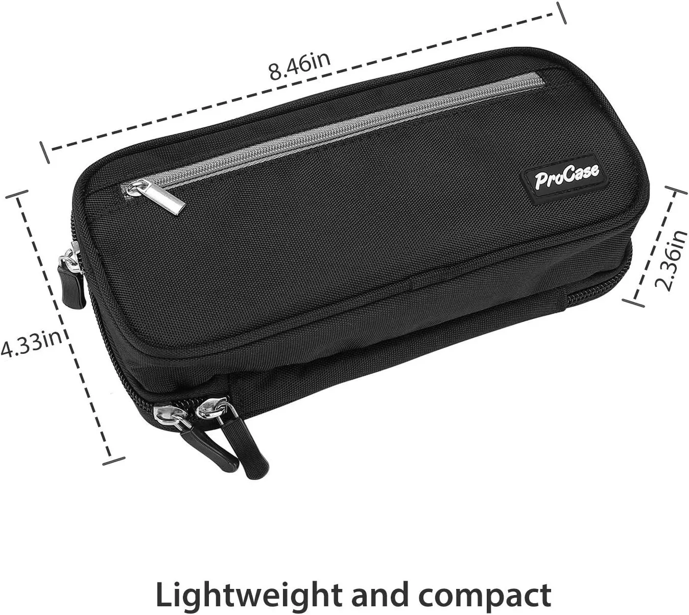 ProCase Pencil Case Pen Bag, Two Layers Big Capacity Pencil Pouch Pen Organizer Durable Stationery Holder for Marker Organization School Supplies Office Storage Desk Organizing