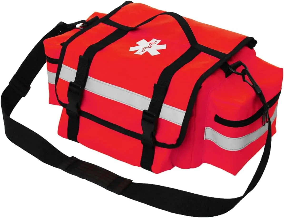 Professional Empty First Responder Bag,Medical Trauma Bag, First Aid Medical Bag with Reflective,Multiple Compartment Kit Carrier for Emergency Medical Supplies (Red)