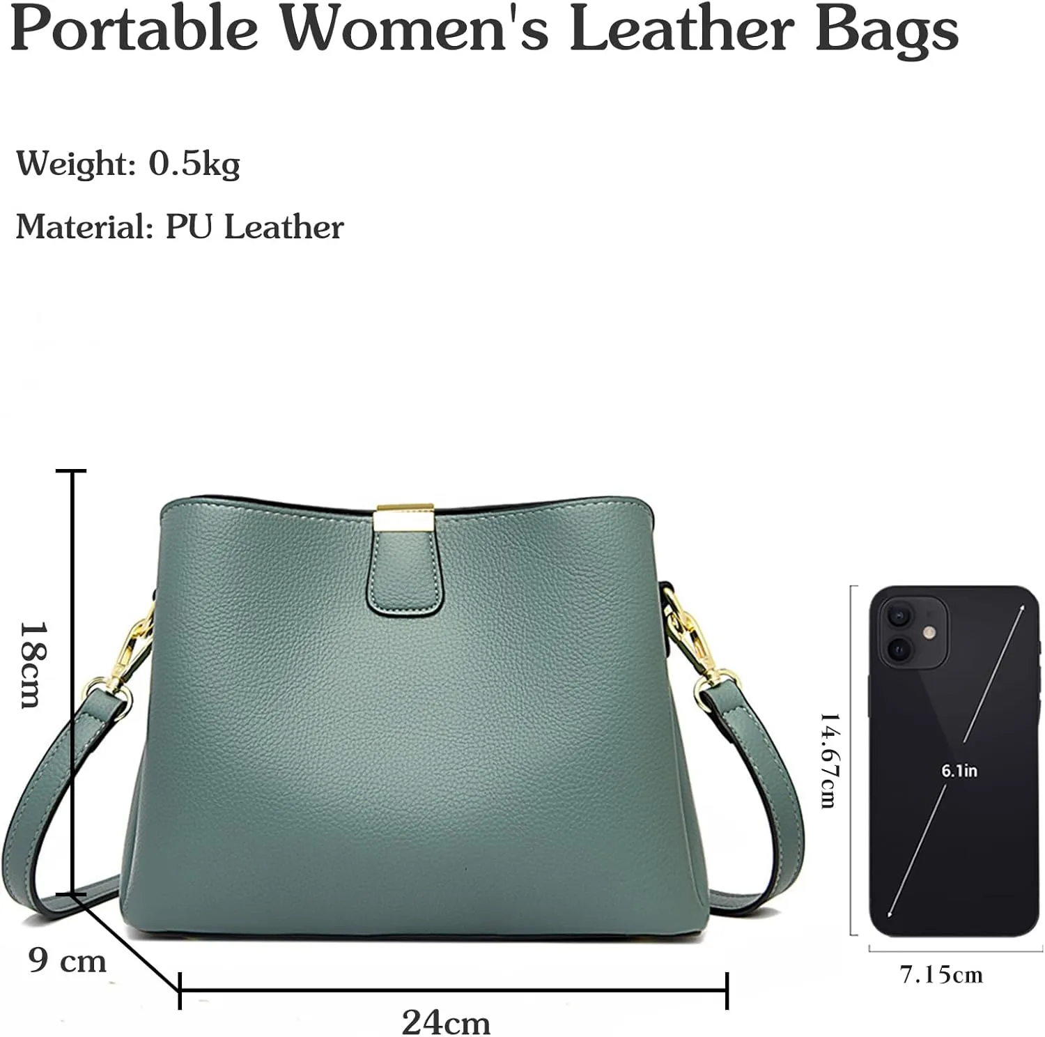 PU Leather Crossbody Bag for Women Elegant Handbag Ladies Shoulder Bag Retro Messenger Bag Waterproof Top-handle Bag