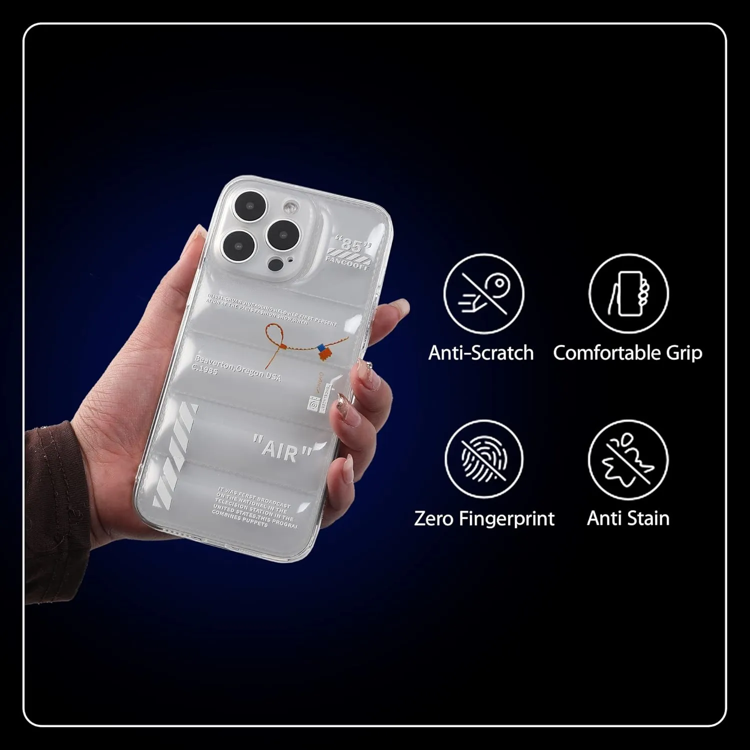 Puffer Case for iPhone 16, Clear White and Black, Cool Sport Shoes Pattern,Military Drop Protection Soft TPU Material Puffy Cover for iPhone 16 (White)