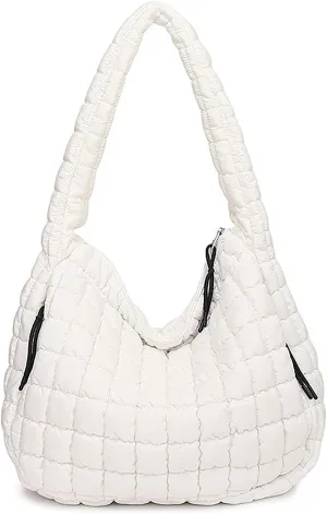 Puffer Tote, Quilted Puffer Hobo Bag, Lightweight Puffy Quilted Shoulder Bag for Work, Gym, Travel