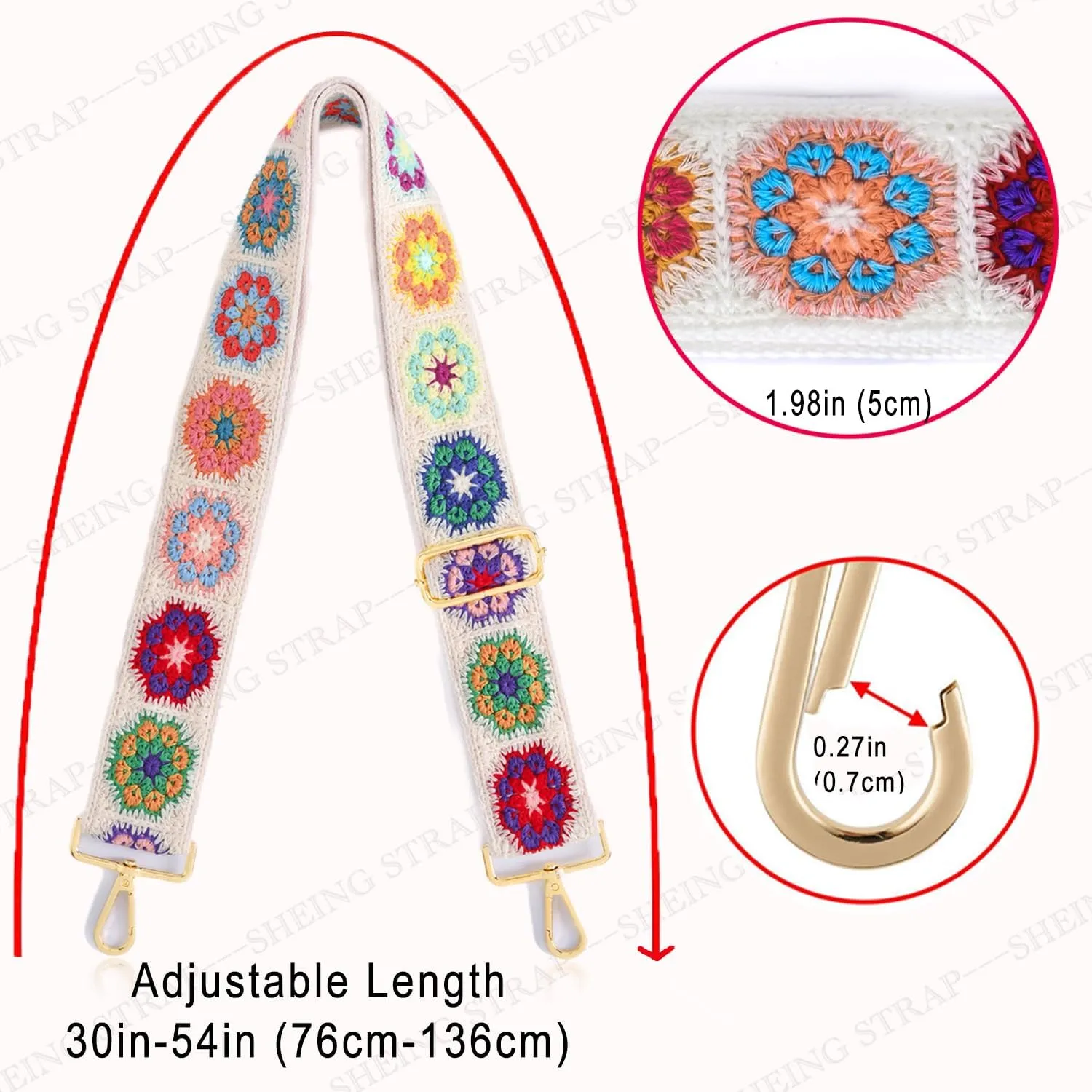 Purse Strap Replacement Crossbody Handbag Wide Shoulder Strap Adjustable