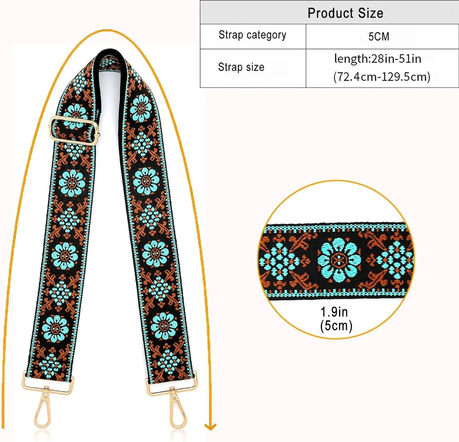 Purse Strap Wide Replacement Crossbody Strap Handbag Guitar Strap Purse Shoulder Strap Adjustable