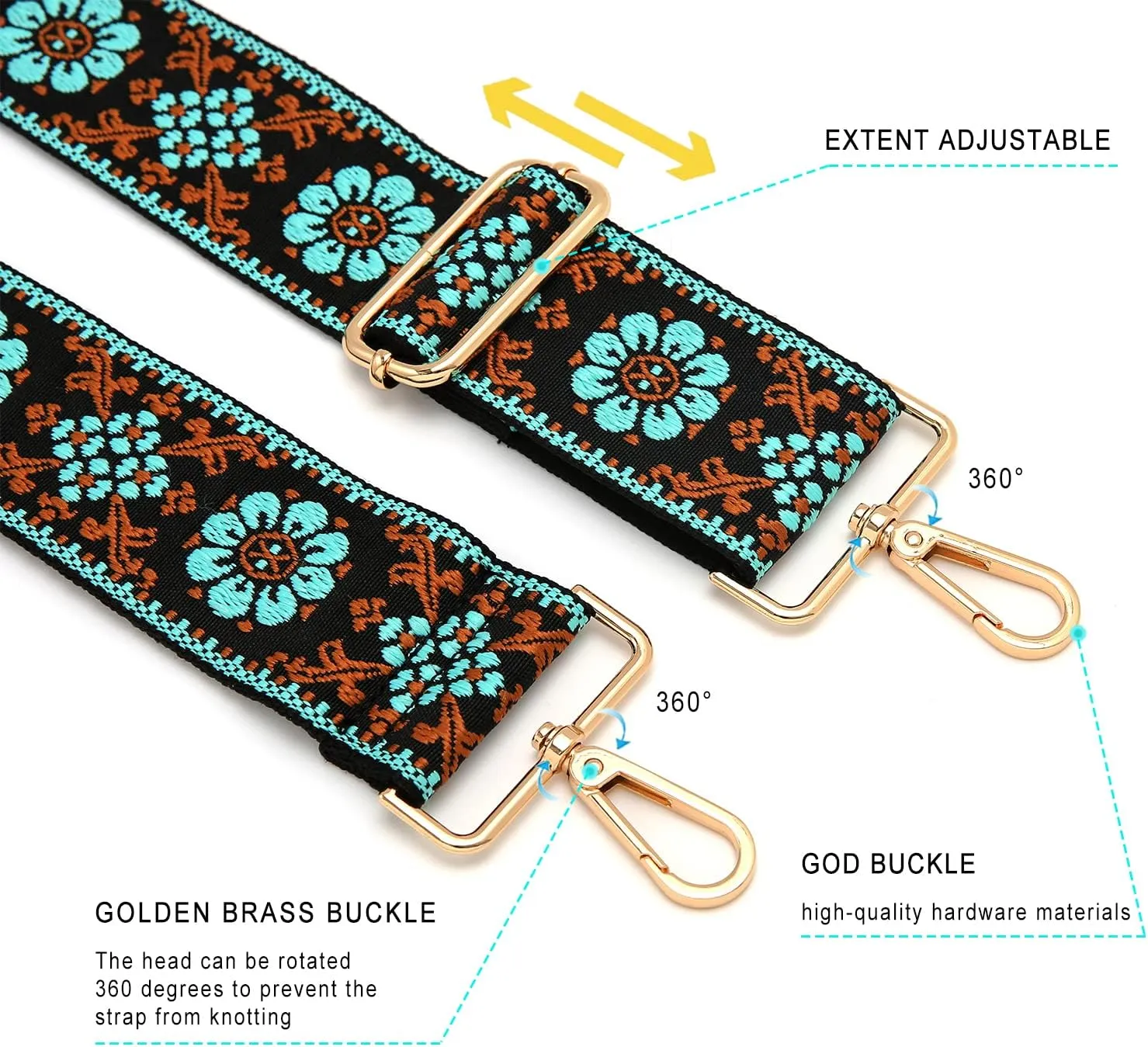 Purse Strap Wide Replacement Crossbody Strap Handbag Guitar Strap Purse Shoulder Strap Adjustable