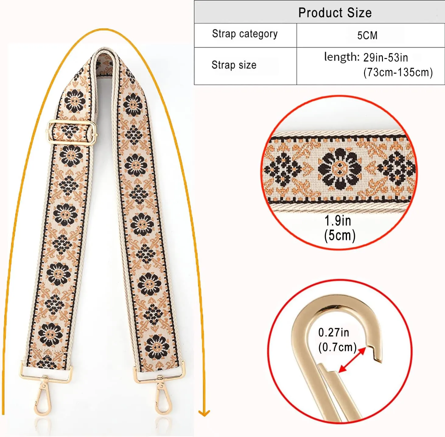 Purse Strap Wide Replacement Crossbody Strap Handbag Guitar Strap Purse Shoulder Strap Adjustable