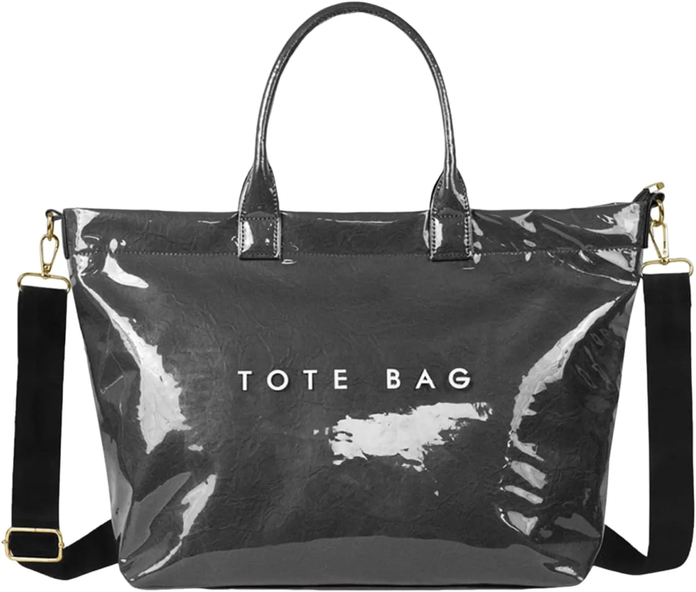 Pvc Tote Bag Large Crossbody Bags For Women Letters Print Top Handle Handbag Trendy Shoulder Purse