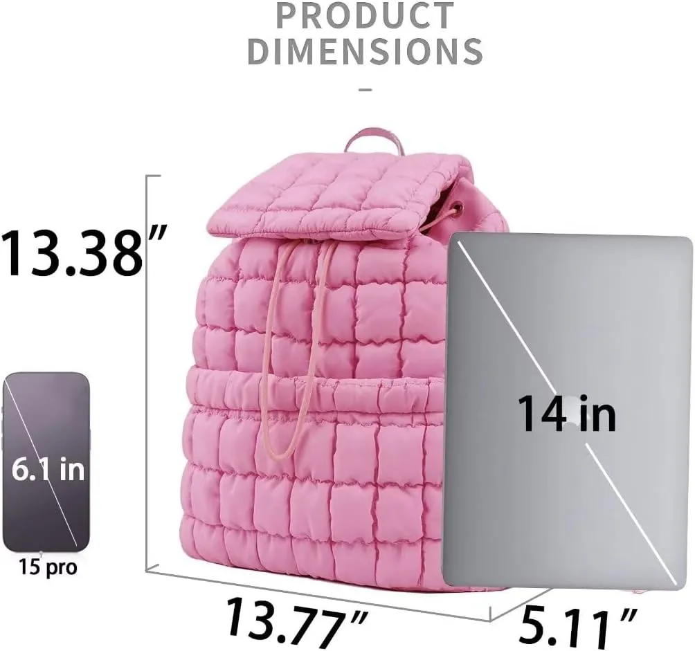 Quilted Puffer Backpack Purse for Women,Fashion Lightweight Backpack Rucksack Bag for Travel Hiking Gymming
