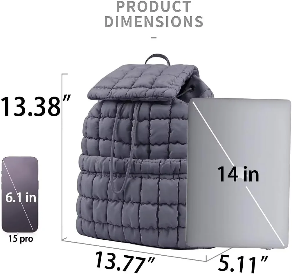 Quilted Puffer Backpack Purse for Women,Fashion Lightweight Backpack Rucksack Bag for Travel Hiking Gymming