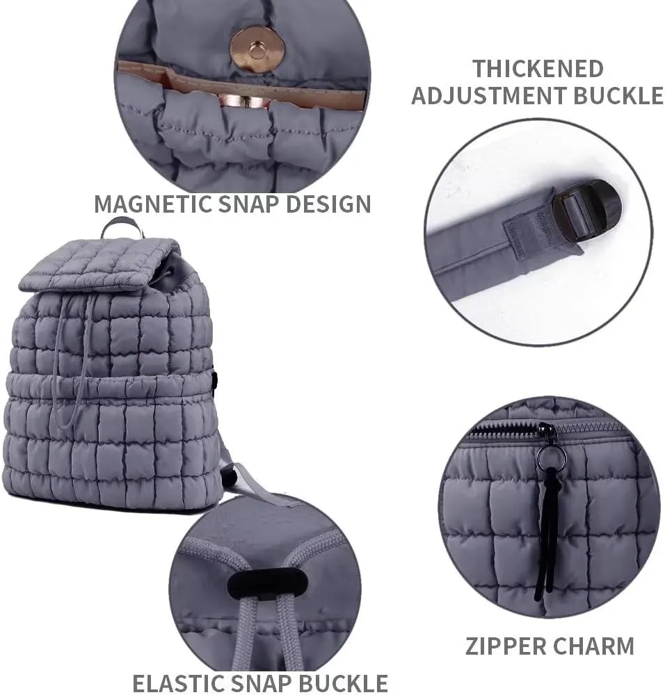 Quilted Puffer Backpack Purse for Women,Fashion Lightweight Backpack Rucksack Bag for Travel Hiking Gymming