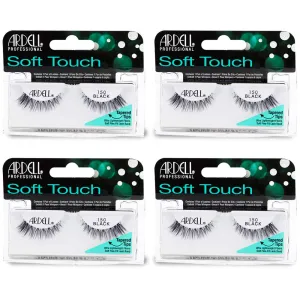 "Ardell False Eyelashes Soft Touch 150 - Black, Lightweight Tapered Tips for Natural Look Strip Lashes for Everyday Wear, 4 Pack "