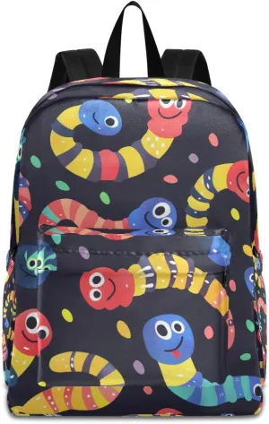 Rainbow Caterpillar Backpack, Travel Rucksack Lightweight School Bookbag Daypack for Adults Teen Students Boys Girls
