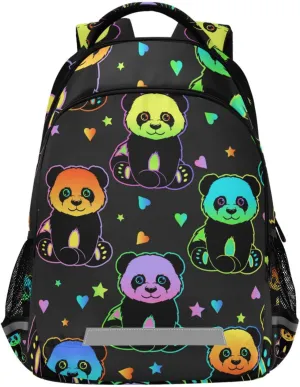 Rainbow Panda Bear Kids Backpack for Boys Girls Hearts Star Galaxy School Backpacks Preschool Toddler BookBags Kindergarten Elemetary School Bags