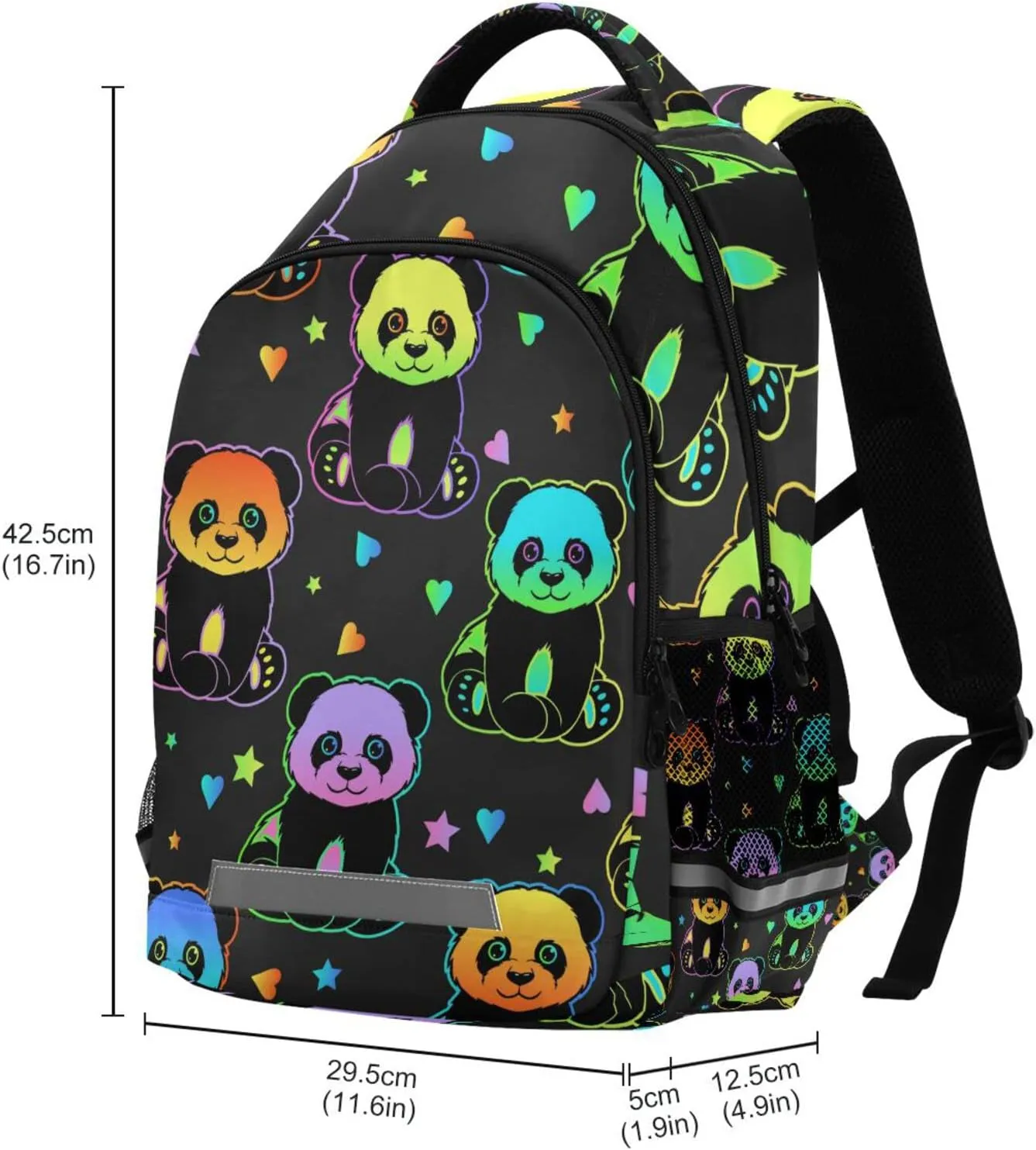 Rainbow Panda Bear Kids Backpack for Boys Girls Hearts Star Galaxy School Backpacks Preschool Toddler BookBags Kindergarten Elemetary School Bags