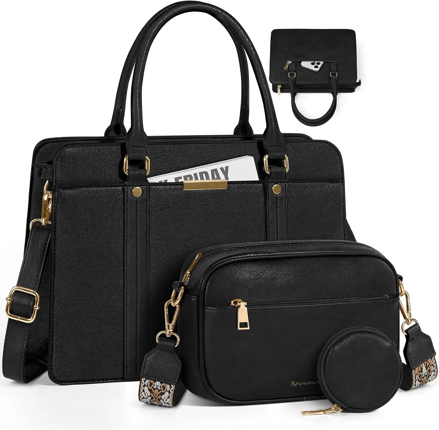 RAINSMORE Purses and Handbags for Women Shoulder Tote Purse and Wallet Set Satchel Bag Crossbody Top Handle Handbag Set 3pcs