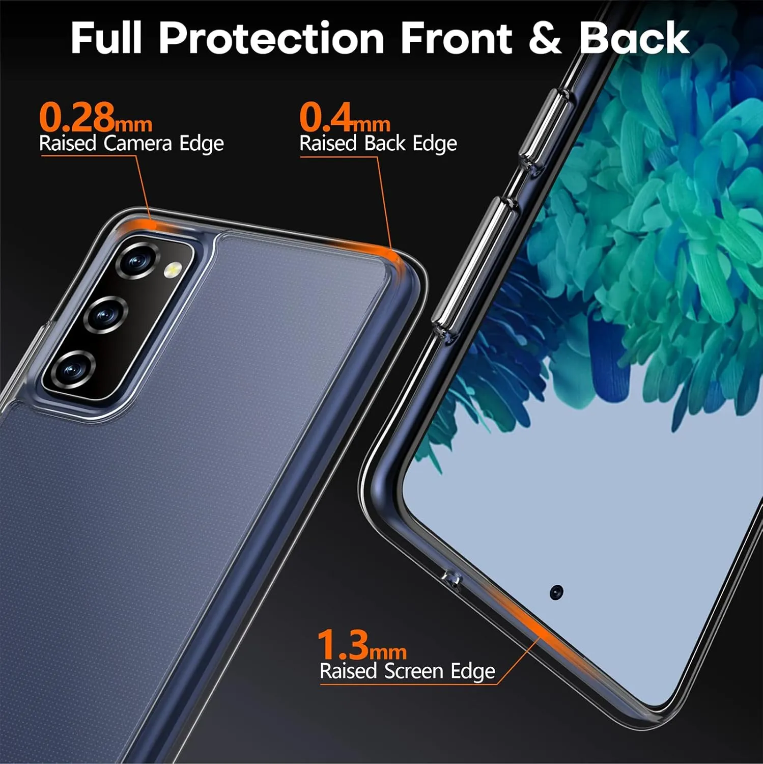 Rayboen for Samsung Galaxy S20 FE Case with 2X Soft Screen Protector, Anti-Scratch Transparent Hard PC Back Crystal Clear Flexible Shockproof Protection Phone Cover for Galaxy S20 FE 5G