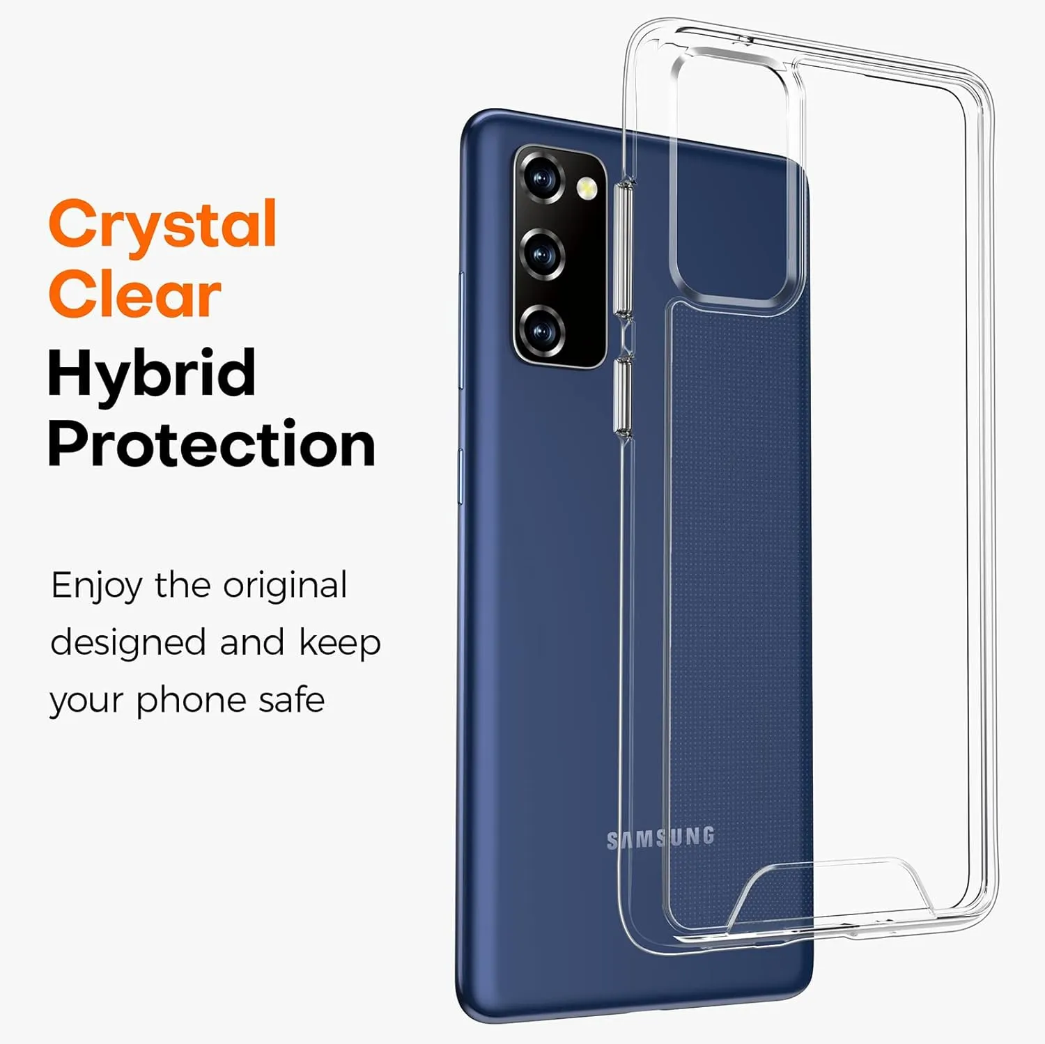 Rayboen for Samsung Galaxy S20 FE Case with 2X Soft Screen Protector, Anti-Scratch Transparent Hard PC Back Crystal Clear Flexible Shockproof Protection Phone Cover for Galaxy S20 FE 5G