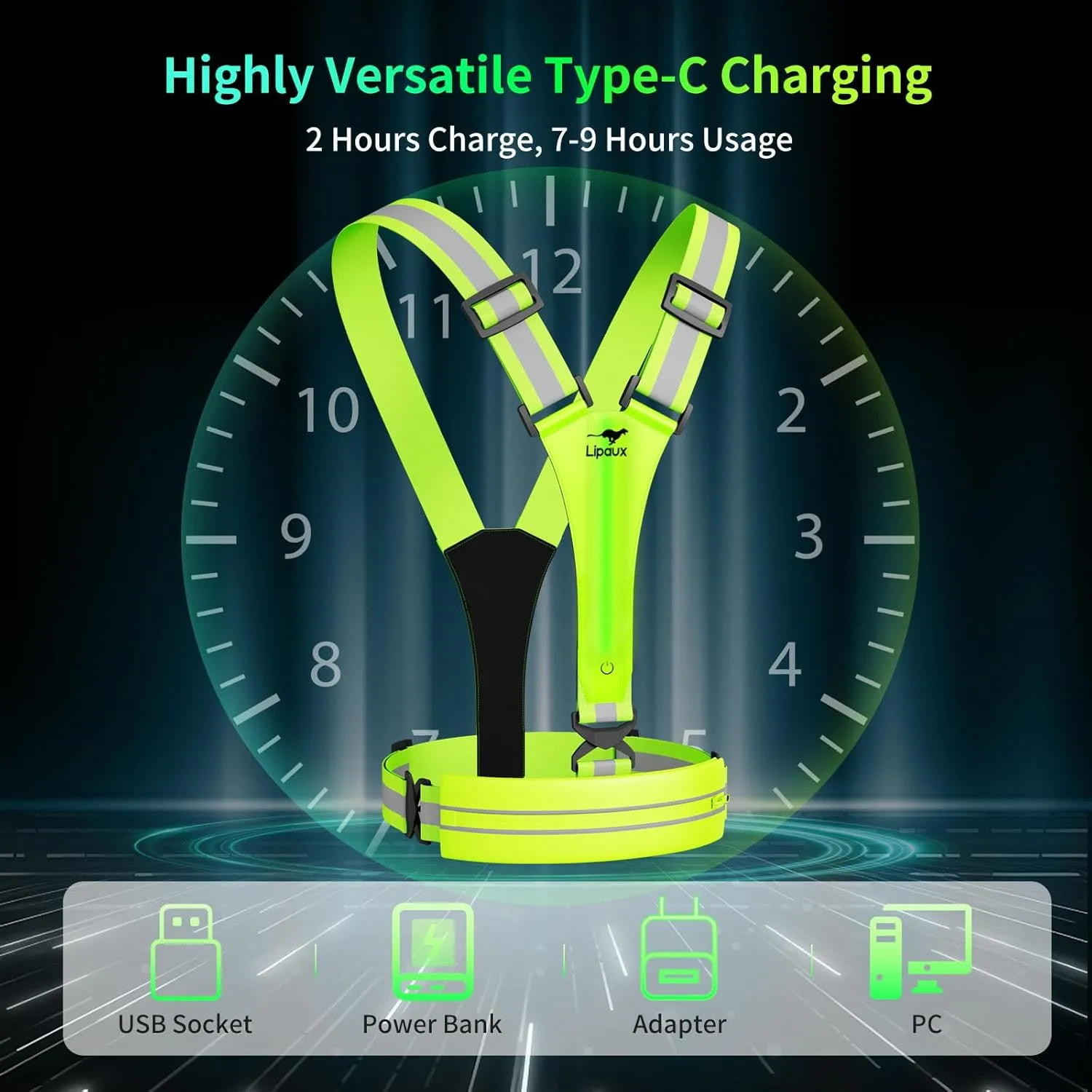 Reflective Adjustable Safety Running Gear, High Visibility for Outdoor Cycling, Dog Walking