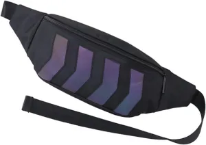 Reflective Fanny Pack, Unisex Waist Bag,Women's And Men's Sports Cross Body Waist Bag, Zipper Adjustable Shoulder Strap Black Belt Bag, Suitable For Outdoor And Gym (Reflective black)