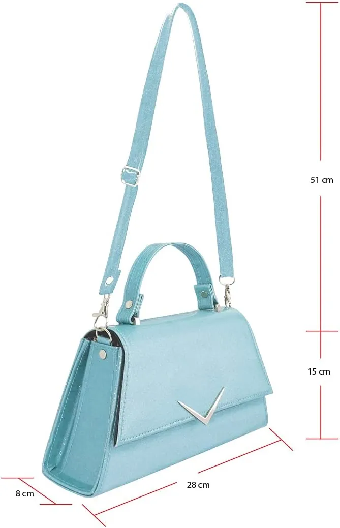 Retro Chevron Top Handle Handbag Purse Rumbler Bag - With Shoulder Strap - Women's 50s Vintage Inspired