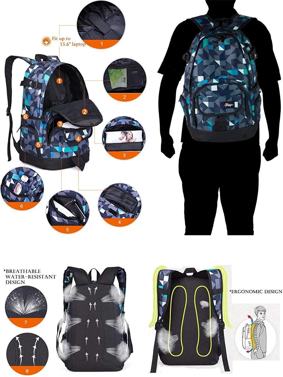 rickyh style School Backpack Travel Bag for Men & Women Lightweight College Back Pack with Laptop Compartmen