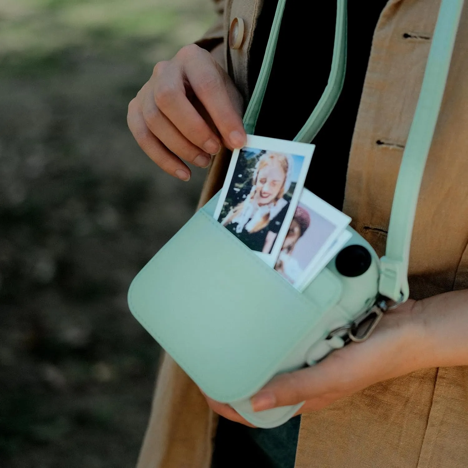Rieibi Camera Case for Fuji Instax Mini 12 - PU Leather Protective Case for Fujifilm Instax Mini 12 Instant Camera - Removable Case with Adjustable Shoulder Strap - Green