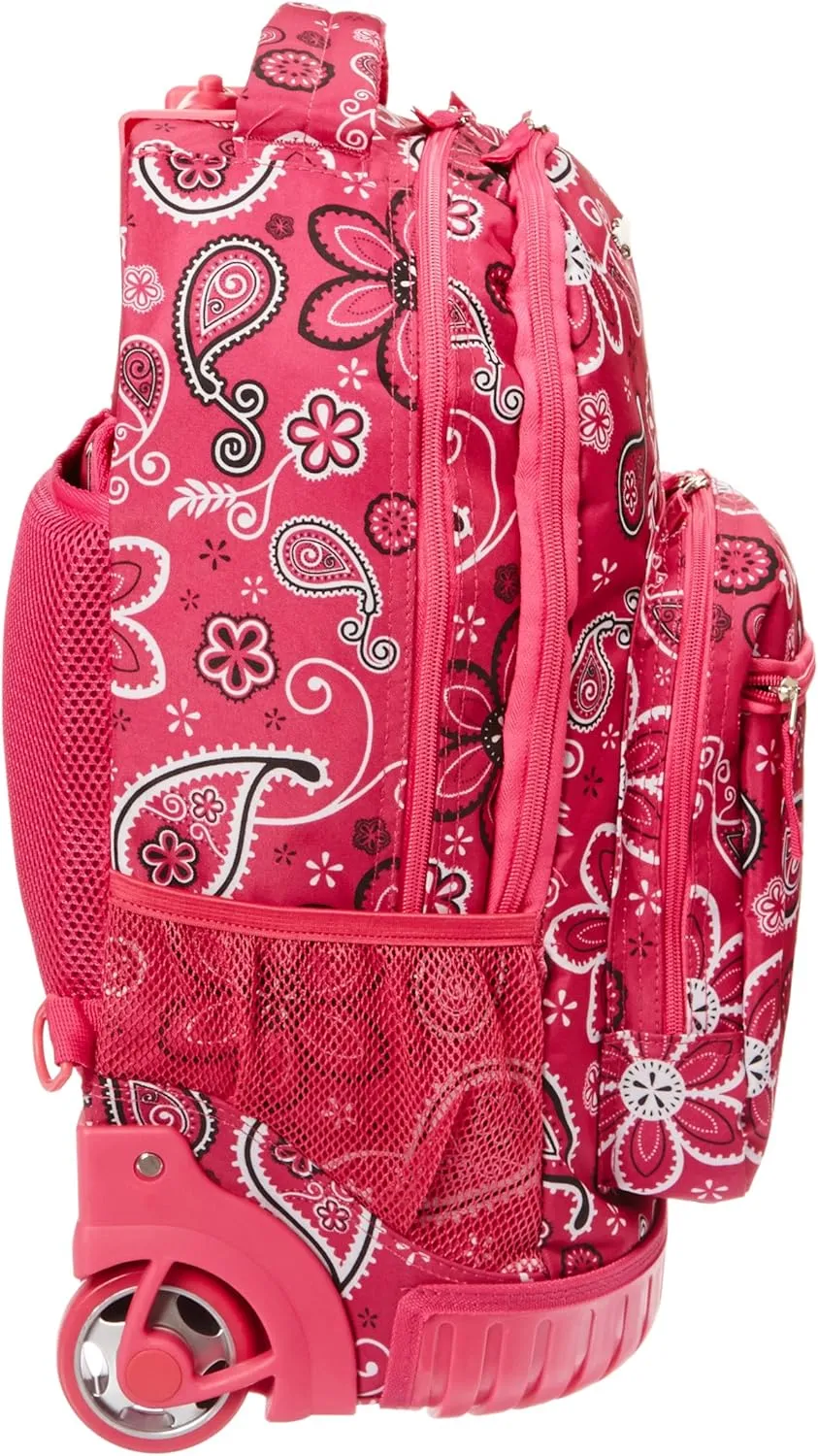 Rockland Single Handle Rolling Backpack, Bandana, One Size