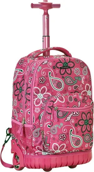 Rockland Single Handle Rolling Backpack, Bandana, One Size