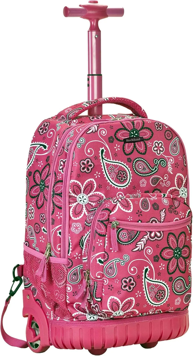 Rockland Single Handle Rolling Backpack, Bandana, One Size